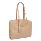 Beige Classic Tote Bag with Zip Closure