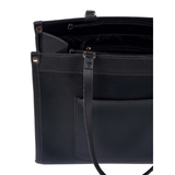 Black Pebbled Tote Bag with Zip Closure