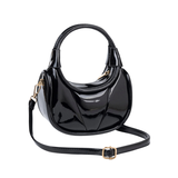 Black Glossy Hobo Bag with Adjustable Shoulder Strap