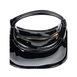 Black Glossy Hobo Bag with Adjustable Shoulder Strap