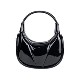 Black Glossy Hobo Bag with Adjustable Shoulder Strap