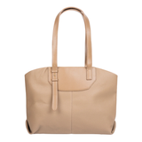 Beige Classic Tote Bag with Zip Closure