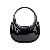 Black Glossy Hobo Bag with Adjustable Shoulder Strap