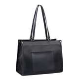 Black Pebbled Tote Bag with Zip Closure